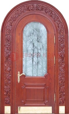 Толстая металлическая арочная дверь со стеклом ДА-20 в Звенигороде