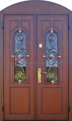 Двухстворчатая стальная дверь Винорит в форме арки ДА-55 в Звенигороде