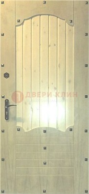 Белая железная дверь с евровагонкой ДЕ-9 в Звенигороде