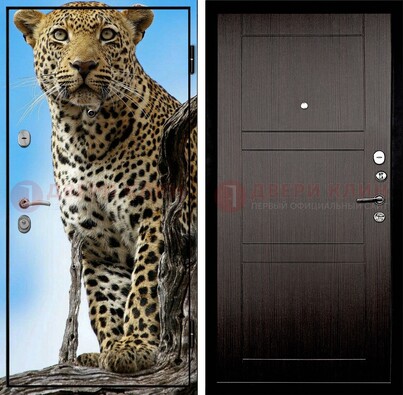 Железная дверь с рисунком гепарда снаружи ДФ-27 в Звенигороде