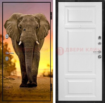 Металлическая дверь с фотопечатью слона ДФ-30 в Звенигороде