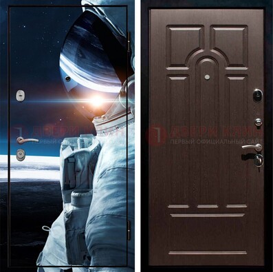 Стальная дверь с фотопечатью космонавта ДФ-4 в Звенигороде