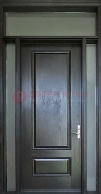 Черная металлическая дверь с фрамугами и стеклом ДФГ-24 в Звенигороде