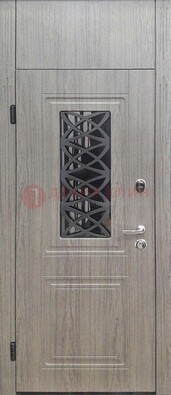 Металлическая дверь Винорит стекло и ковка с фрамугой ДФГ-33 в Звенигороде