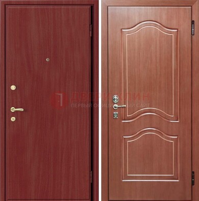 Красная металлическая дверь с ламинатом МДФ внутри ДЛ-8 в Звенигороде