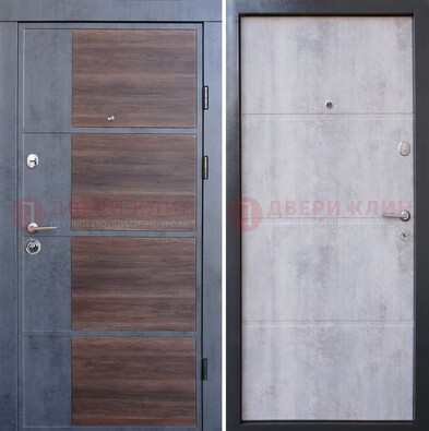 Серая железная дверь коричневой вставкой с терморазрывом и МДФ ДМ-211 в Звенигороде