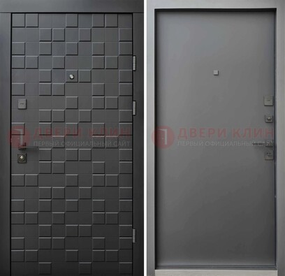 Темная стальная филенчатая дверь с МДФ ДМ-221 в Звенигороде