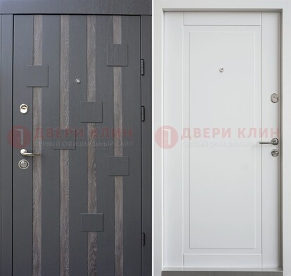 Темная металлическая дверь c белом МДФ внутри ДМ-231 в Звенигороде