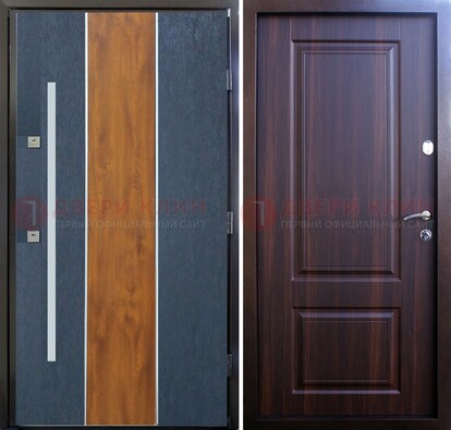Современная входная дверь и с коричневой МДФ внутри ДМ-236 в Звенигороде