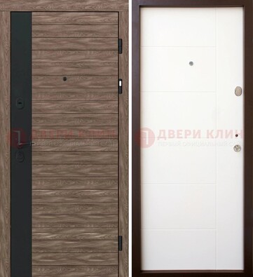 Коричневая входная дверь с черной вставкой МДФ ДМ-239 в Звенигороде