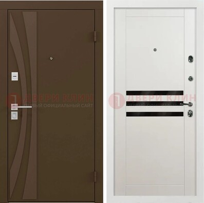 Стальная коричневая дверь с МДФ панелями ДМ-293 в Звенигороде