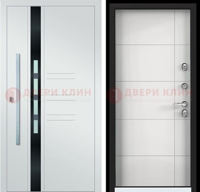 Металлическая дверь в белом цвете с МДФ ДМ-323 в Звенигороде