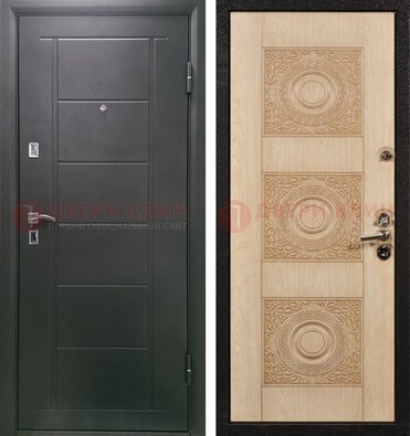 Темная железная дверь с МДФ в квартиру ДМ-344 в Звенигороде