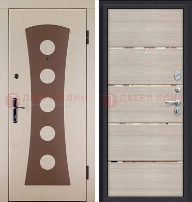 Светлая металлическая дверь с МДФ в квартиру ДМ-365 в Краснознаменске