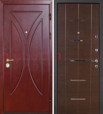 Темно-красная железная дверь с МДФ ДМ-370 в Звенигороде