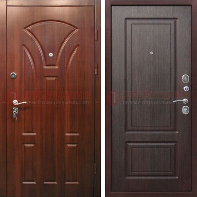 Темная железная дверь с коричневыми МДФ ДМ-376 в Звенигороде