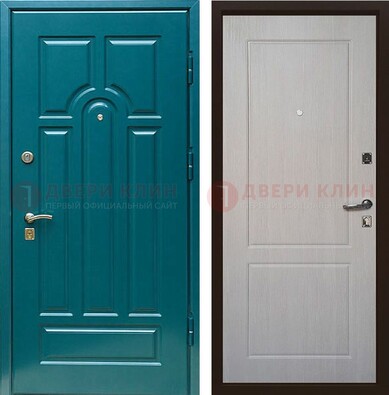 Синяя железная дверь с МДФ в квартиру ДМ-396 в Ногинске