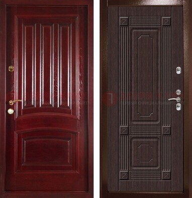 Красная стальная дверь с филенчатой МДФ ДМ-398 в Звенигороде