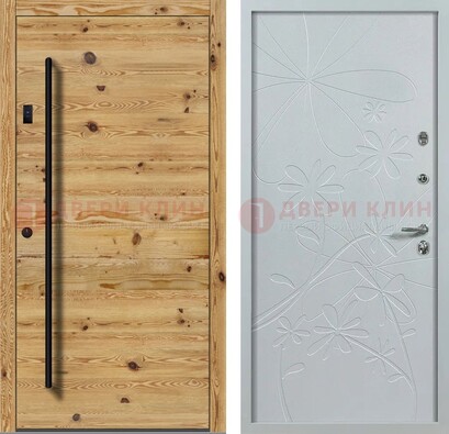 Металлическая дверь с МДФ в светлом цвете ДМ-412 в Звенигороде