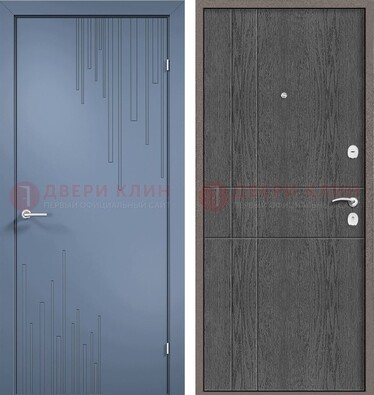 Синяя металлическая дверь МДФ в квартиру ДМ-434 в Звенигороде