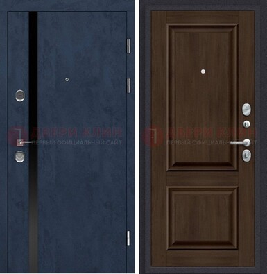 Синяя входная дверь МДФ с обеих сторон ДМ-473 в Звенигороде