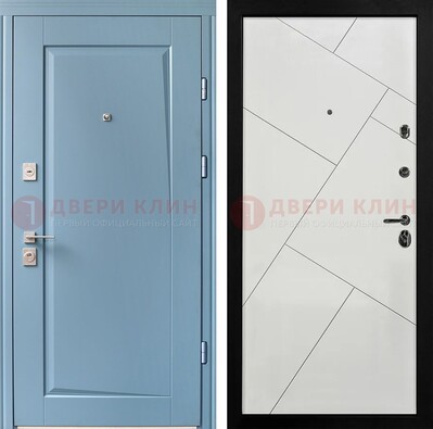 Синяя железная дверь с МДФ панелями ДМ-491 в Звенигороде