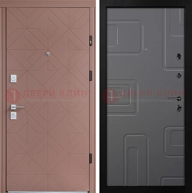 Красная стальная дверь в квартиру с МДФ хайтек ДМ-493 в Волоколамске