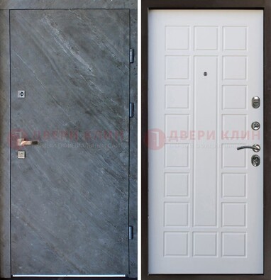 Железная дверь с МДФ серая и белая ДМ-505 в Звенигороде