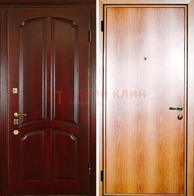 Темная железная дверь с массивом дуба ДМД-13 в Звенигороде
