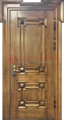 Филенчатая железная дверь с массивом дуба ДМД-56 в Звенигороде