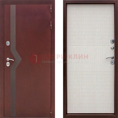 Бордовая металлическая дверь с порошковым напылением ДП-100 в Звенигороде