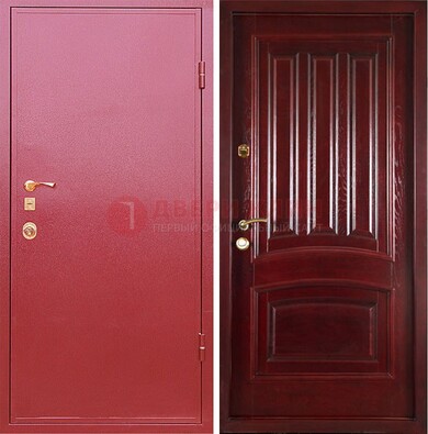 Красная металлическая дверь с порошковым напылением ДП-165 в Звенигороде