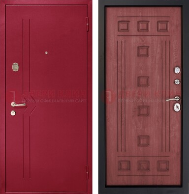 Красная железная дверь с порошковым напылением ДП-242 в Звенигороде