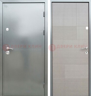 Металлическая серая дверь с порошковым покрытием и серым МДФ внутри ДП-250 в Звенигороде