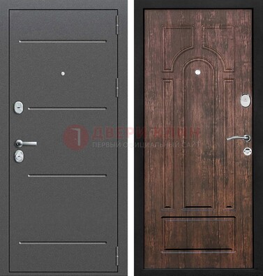 Железная дверь Антик серебро с порошковым напылением и МДФ Тисненый орех ДП-260 в Звенигороде