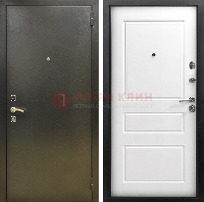 Входная дверь Темное серебро с порошковым напылением и белой МДФ ДП-272 в Звенигороде