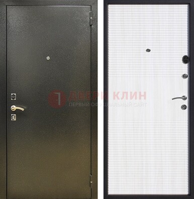 Стальная темно-серая дверь с порошковой отделкой и МДФ Белый ясень ДП-279 в Звенигороде