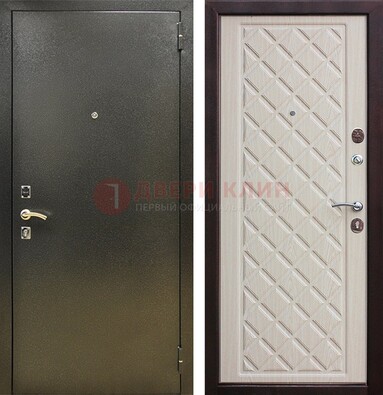Темно-серая железная дверь с порошковым покрытием и филенчатой МДФ ДП-289 в Звенигороде