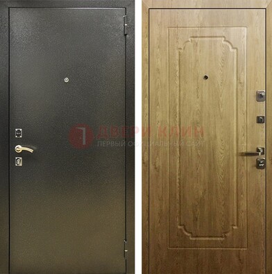 Темно-серая входная дверь с порошковым покрытием и МДФ Золотой дуб ДП-291 в Звенигороде
