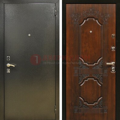 Входная дверь Темное серебро с порошковым покрытием и МДФ с узором ДП-293 в Звенигороде