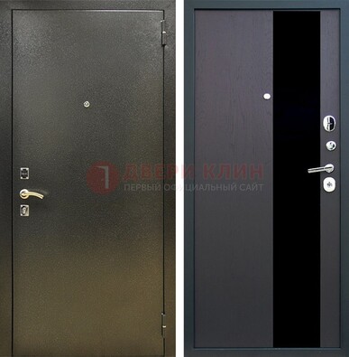 Входная темная дверь с порошковым покрытием и МДФ со стеклом ДП-294 в Звенигороде