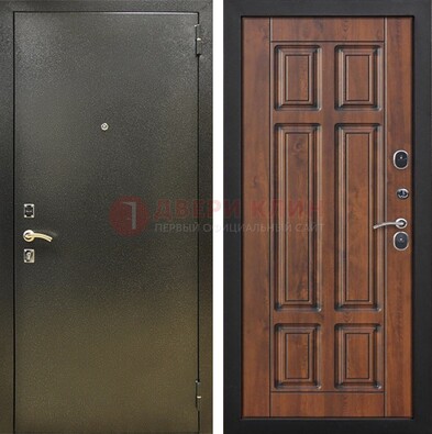 Металлическая входная темная дверь с порошковым напылением и МДФ ДП-299 в Звенигороде
