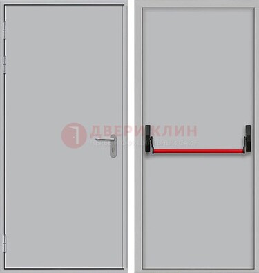 Белая металлическая противопожарная дверь с длинной ручкой ДПП-14 в Звенигороде