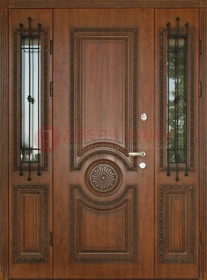 Парадная распашная стальная дверь Винорит со стеклом ДПР-106 в Звенигороде