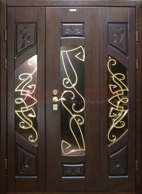 Парадная дверь со стеклом и ковкой ДПР-1 в каркасный дом в Звенигороде