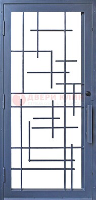 Современная железная решетчатая дверь синяя ДР-31 в Звенигороде