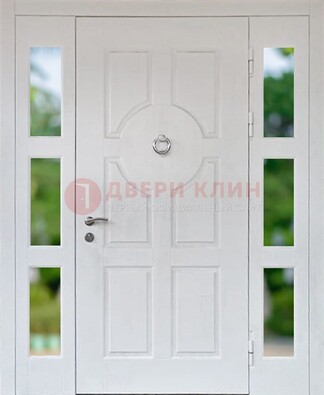 Белая стальная дверь со стеклом и фрамугами ДС-20 в Звенигороде