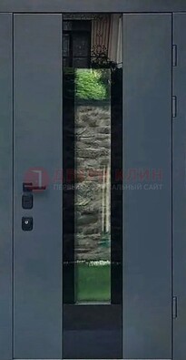 Современная дверь со стеклом для коттеджа ДС-40 в Звенигороде