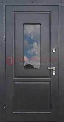 Чёрная металлическая дверь со стеклом ДС-77 в Звенигороде