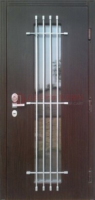 Современная стальная дверь с Виноритом стеклом и ковкой ДСК-262 в Звенигороде